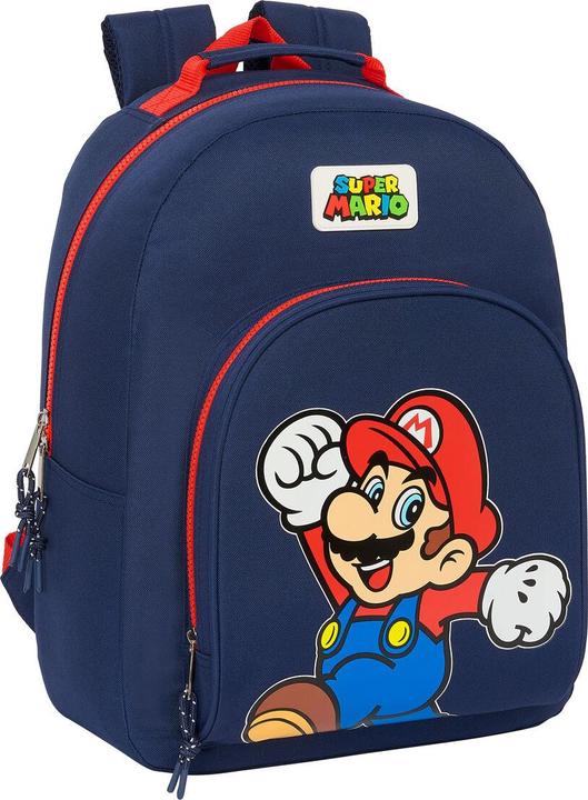 Super Sac à dos scolaire Mario World bleu marine 32 x 42 x 15 cm