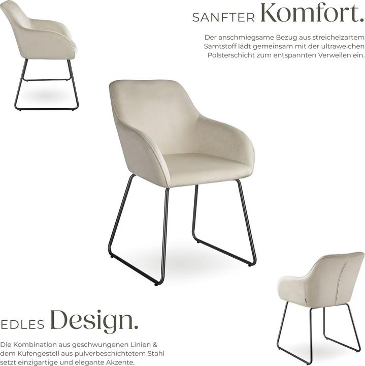 Actual product image tectake Dining chair Jeane, velvet look, cantilever frame