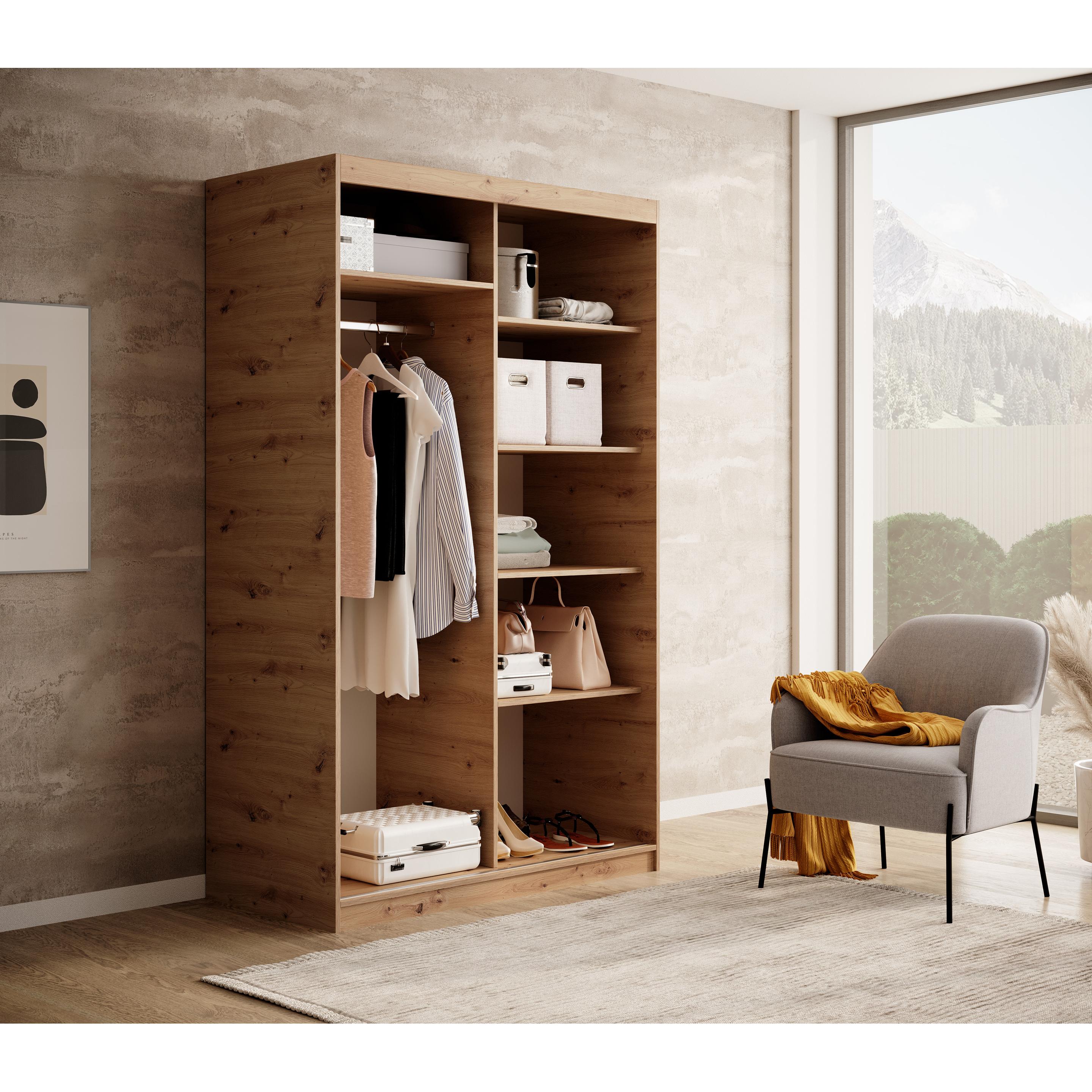 ADRK Furniture, Kleiderschrank, Verschiebbarer Kleiderschrank Delia 120 (60 x 60 x 120 cm)