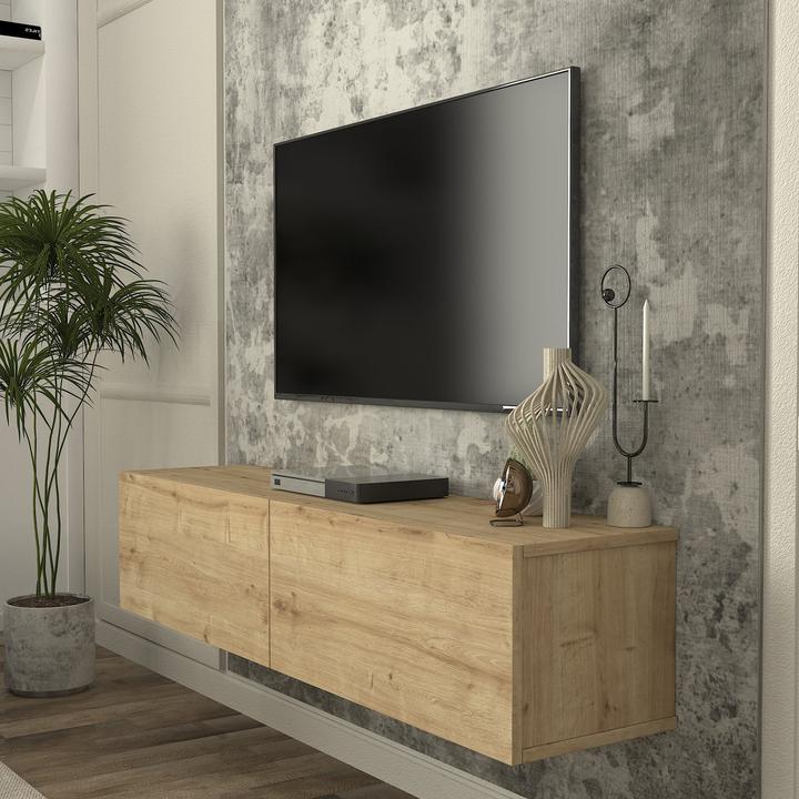 Produktbild En.Casa TV-Lowboard hängend Nolven 135x32x30 cm Eicheoptik (135 x 31.50 x 30 cm)
