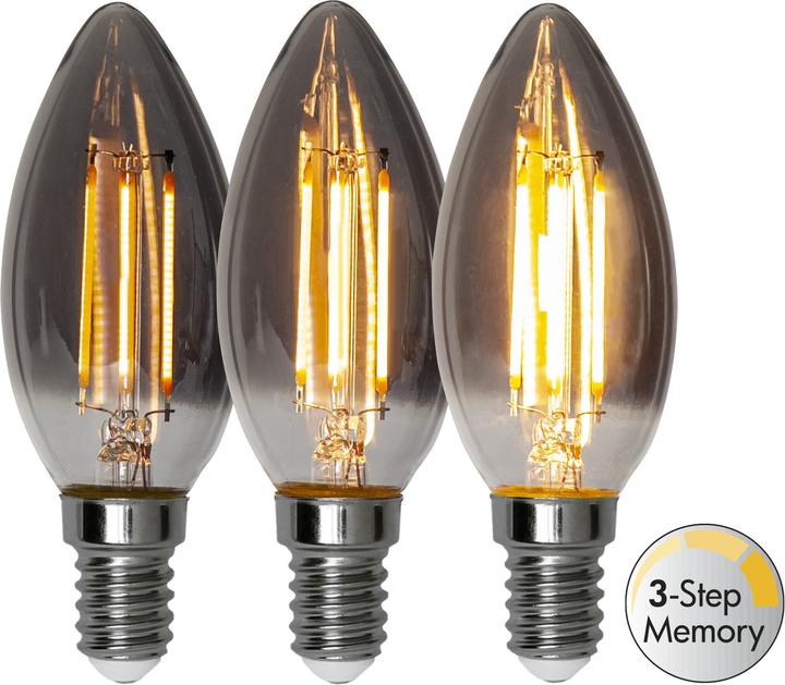 Produktbild Star Trading LED Leuchtmittel E14 C37 Soft Glow Smoke 3-step memory (E14, 150 lm, 1x)