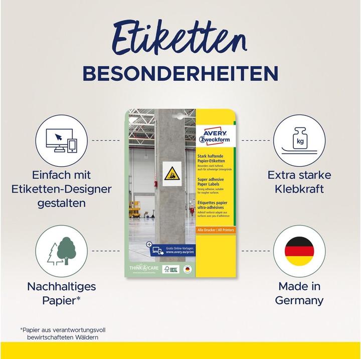 Image du produit Avery Étiquettes en papier très résistantes