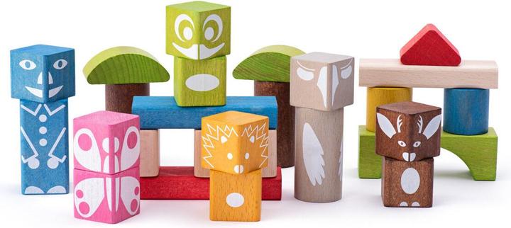 Woody Farbige Würfel mit Aufdruck 26 Stück - 3,3 cm