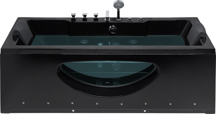 Actual product image Beliani Whirlpool bath black rectangular with LED 170 x 80 cm HAWES (197 l, 170 cm, 80 cm)