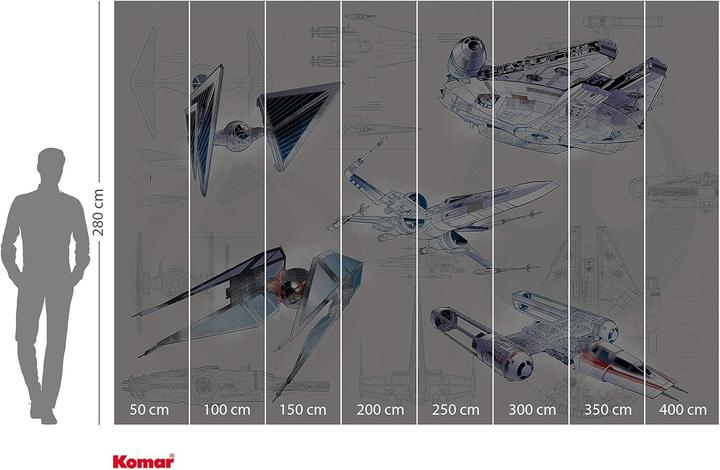 Productafbeelding Komar Star Wars Blauwdruk Licht Ruimteschip Bouw Behang