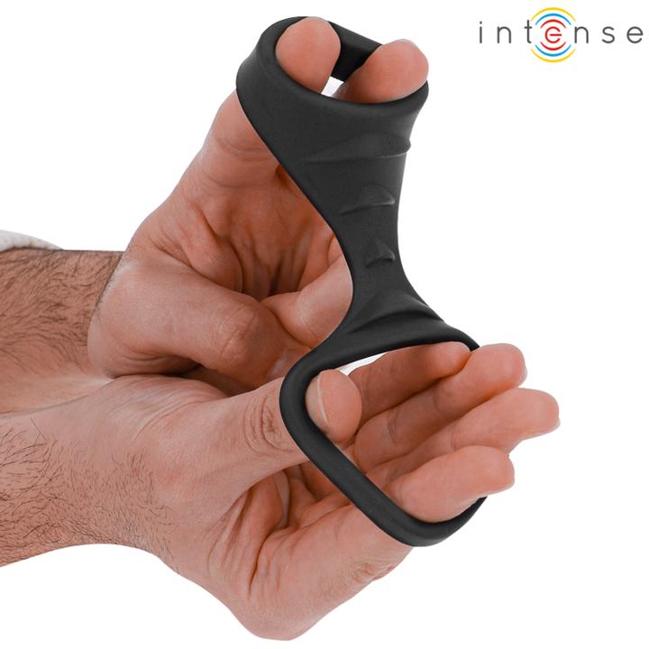 Actual product image Intense Theo Doppelter Penisring Aus Silikon Schwarz Modell 3 (4 cm)