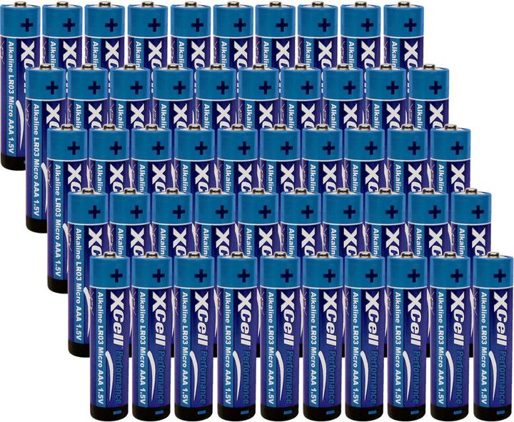 Image du produit XCell Lot de 50 piles de type AAA (Micro), LR03, alcalines, 1,5V (50 pcs, AAA)