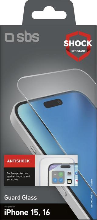 Productafbeelding SBS Glazen schermbeschermer voor iPhone 16/15 (1 Stuk, Apple iPhone 16)