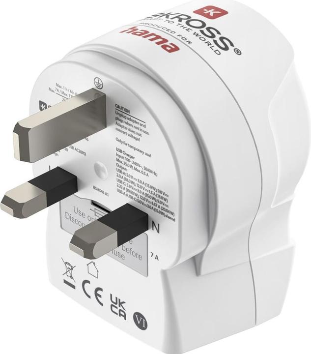 Actual product image Hama Reiseadapter, EU to UK USB-C (PD), 20 W