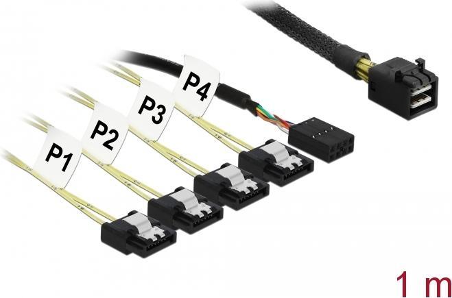 Actual product image Delock Reverse SAS cable: 4xSATA - SFF-8643, 1m (100 cm, Mini-SAS)