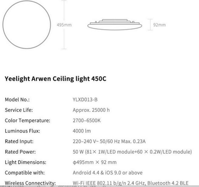 Actual product image Yeelight Arwen C Series (4000 lm)