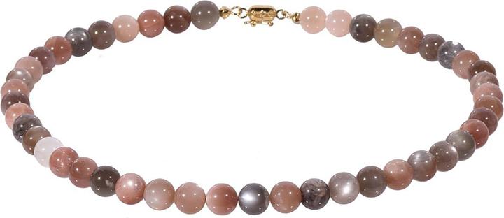 Xen Multicolor Mondstein - Collier 10 mm Kugeln Magnetverschluss 925 AG/vergoldet (925 Sterling Silber, 48 cm)
