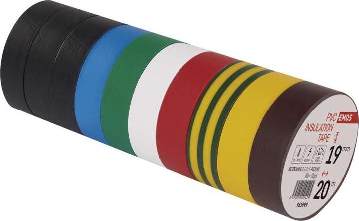 Emos Ruban isolant PVC 19mm/20m-mélange de couleurs 10 pcs. (19 mm)