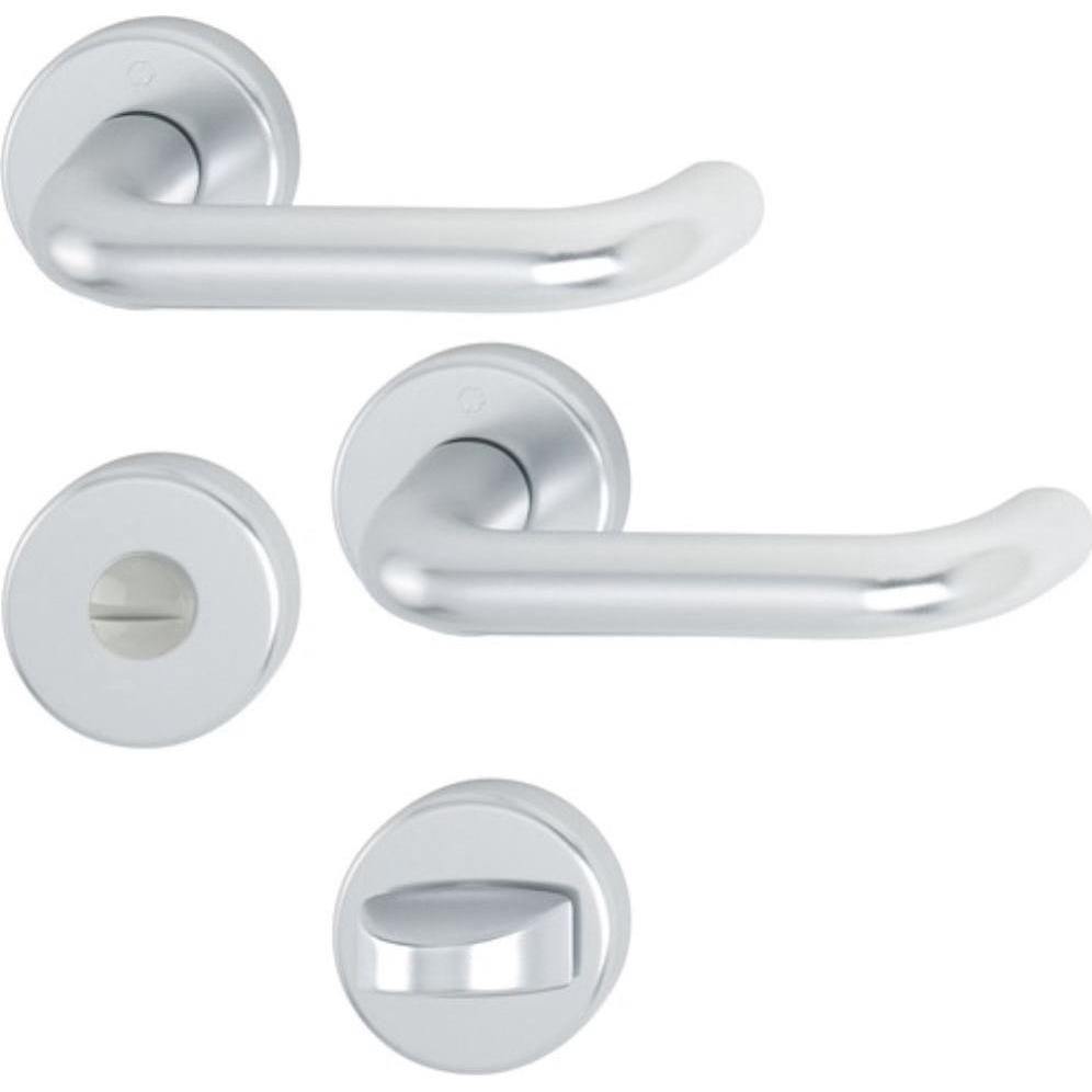 Hoppe, Türgriff + Fenstergriff, Rosettengarnitur Paris 138L/42KV/42KVS Aluminium F1 rund SK/OL DIN links / rechts D/D (T...