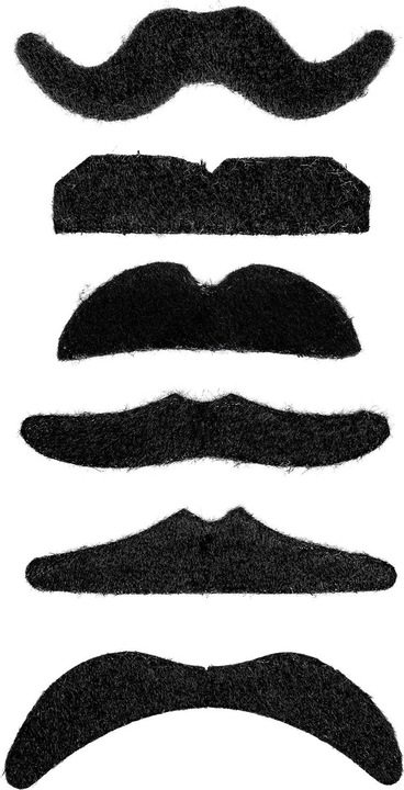 Actual product image Widmann Black moustache in various shapes self-adhesive 1 piece