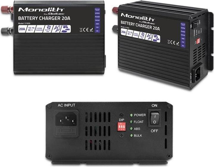 Image du produit Qoltec Inteligentna ładowarka Monolith do akumulatorów LiFePO4 AGM GEL SLA | 20A | 12V (12V, 20 A)