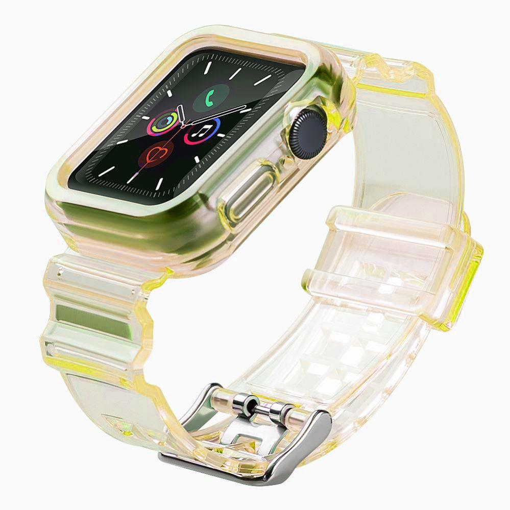 Hurtel Strap Light Set replacement band strap case for Watch 3 42mm / Watch 2 42mm yellow (TPU, 3, 4), Uhrenarmband, Gel...