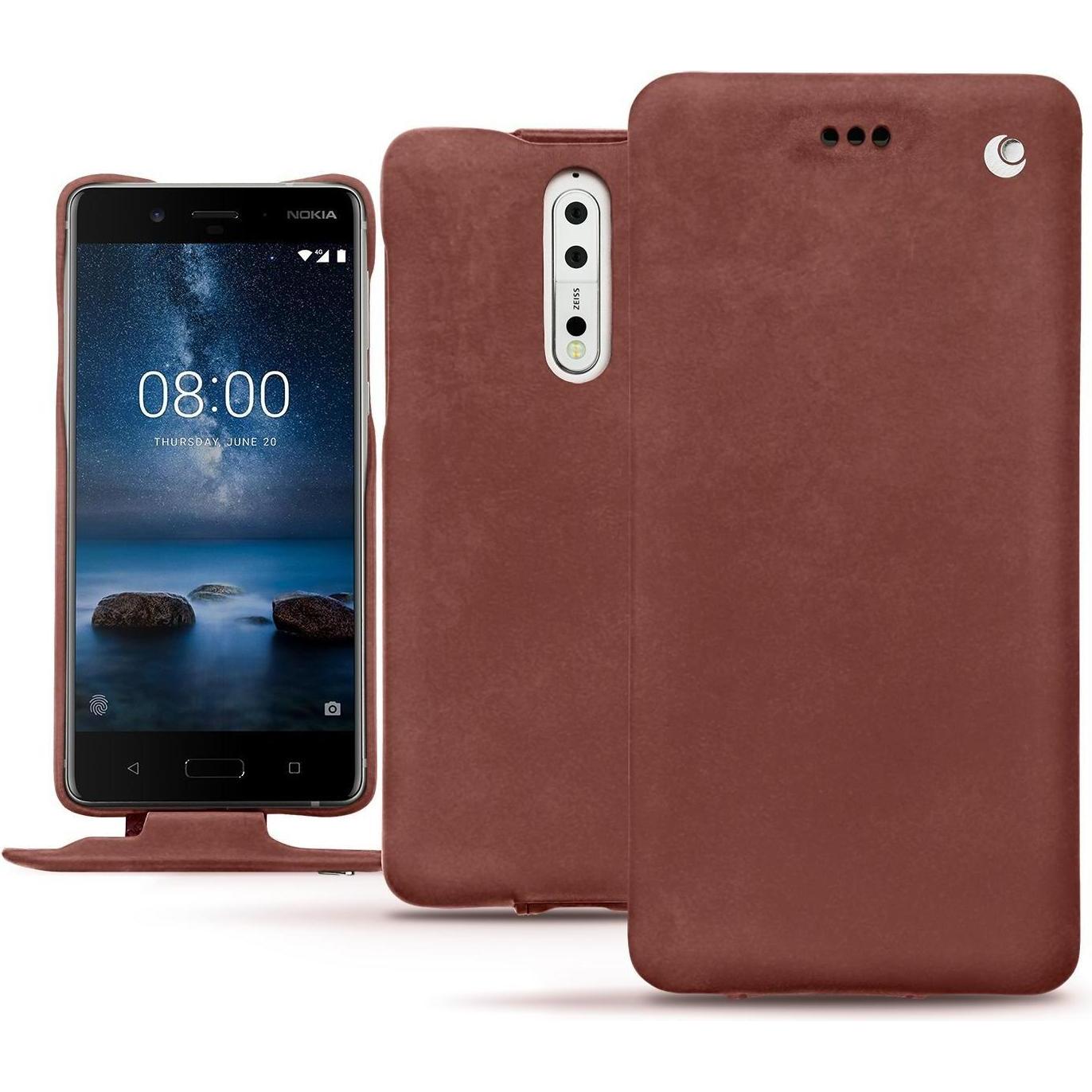 Thumbnail - Noreve Lederschutzhülle vertikal (Nokia 8), Smartphone Hülle, Rot