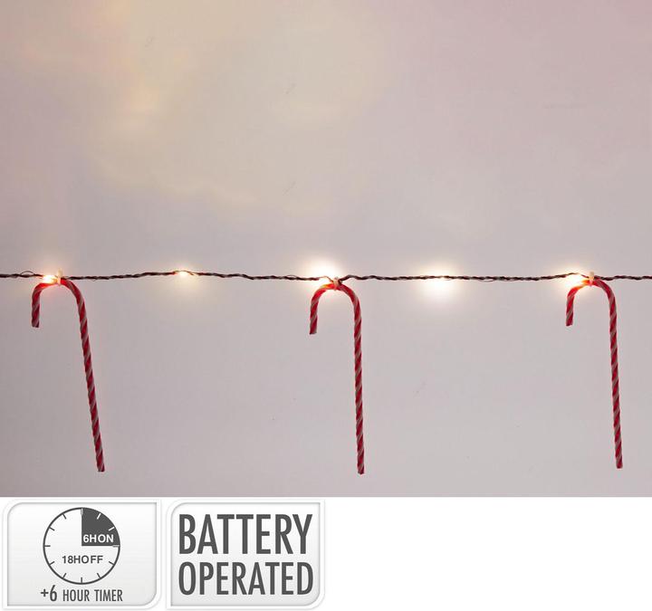 Produktbild Magische Weihnachtsdeko-Zuckerstange Lichterkette - 10 Stk. 20 Warmweisse LEDs (0.30 m)