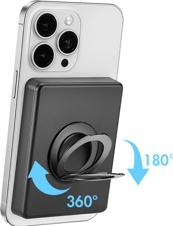 Actual product image LogiLink MagSafe Wireless Powerbank 10.000 mAh, schwarz (10000 mAh, 20 W)