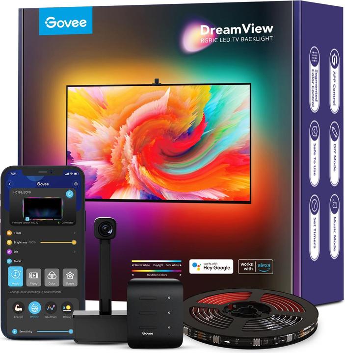 Actual product image Govee DreamView T1 TV- Light Strips, 75"-85" (RGBIC, 499 cm, Indoor)