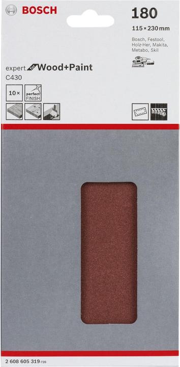 Produktbild Bosch Professional Zubehör Schleifblatt C430, 115 x 230 mm, 180, 14 Löcher, 10er-Pack (180)