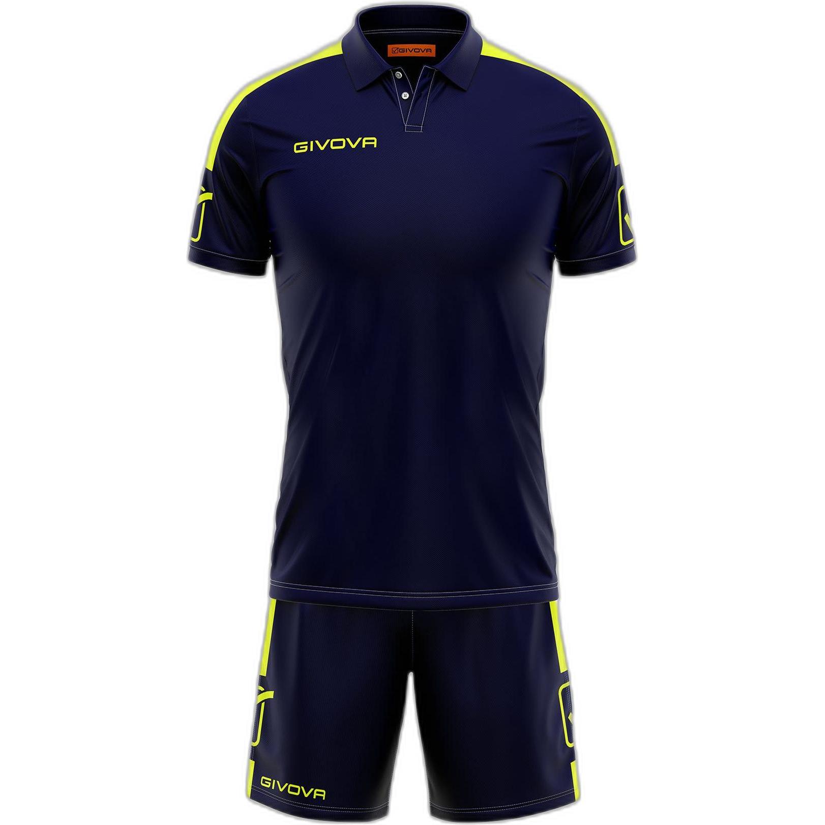 Thumbnail - Givova, Herren, Sportshirt, Set aus Polo-Shirt und Shorts (M), Blau, M