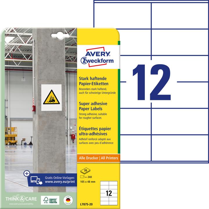 Produktbild Avery Stark haftende Papier-Etiketten
