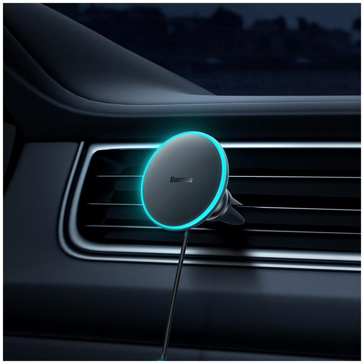 Productafbeelding Baseus Magnetische autotelefoonhouder CW01 aan ventilatierooster met autolader USB-C, 15W + 25W (zwart)