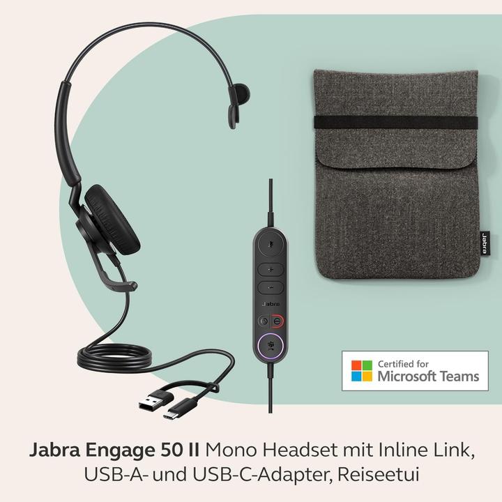 Produktbild Jabra ENGAGE 50 II (ENGAGE 50 (Kabelgebunden, USB-A, Cisco, Google Meet, Microsoft Teams, Unify, Zoom)