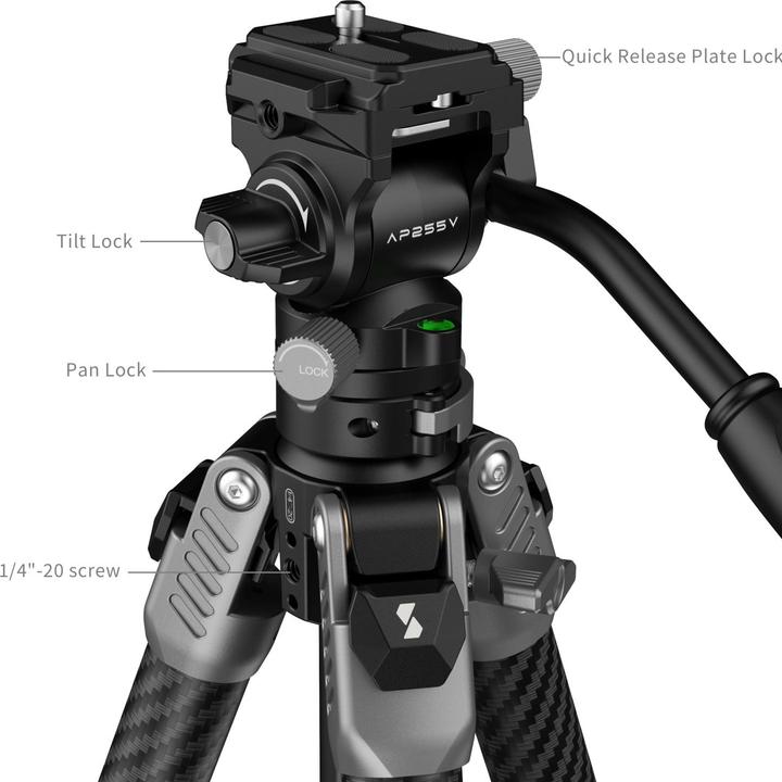 Image du produit SmallRig 5477 Portable Video Carbon Fiber Tripod AP255Pro (Carbone, Matières plastiques, Métal)