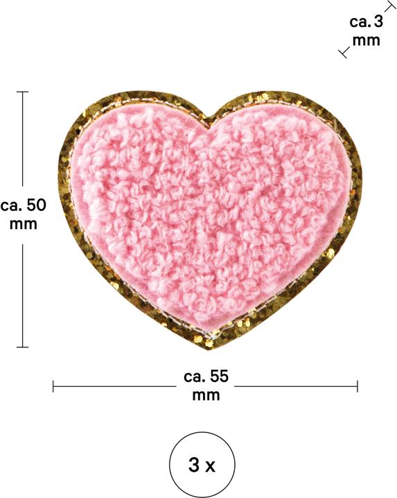 Actual product image I Am Creative Iron on patch heart (3 pcs., 5 x 5.50 cm)