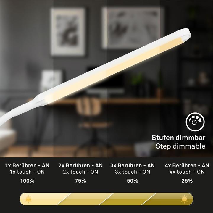 Image du produit Briloner Lampe de table LED, blanc, 1xLED platine/6W (600 lm)