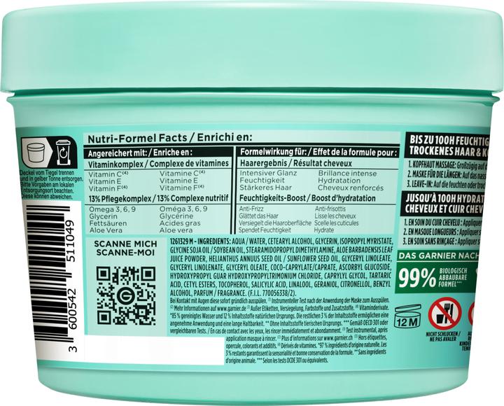 Nutritional values and ingredients Garnier Fructis Hairfood (400 ml)