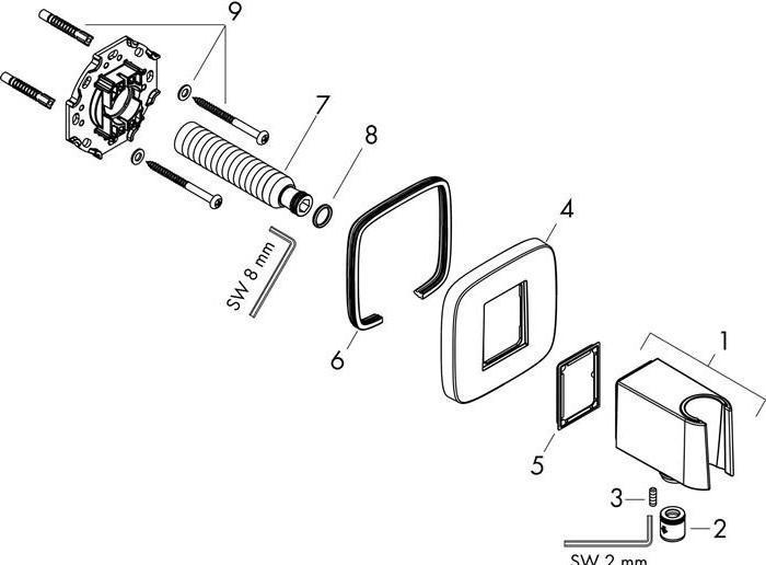 Actual product image hansgrohe HG wall connection FixFit Q with shower holder chrome