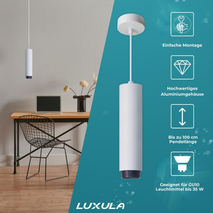 Produktbild Luxula LED-Pendelleuchte, weiss/schwarz, 1-flammig (GU10)