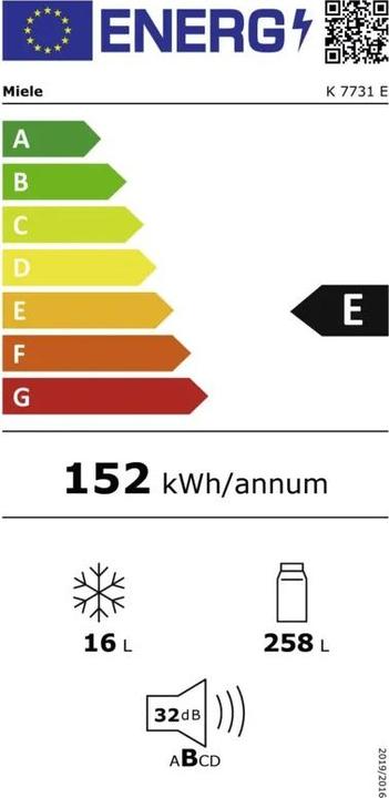 Energie-Label Miele Kühlschrank K 7731 E (274 l)