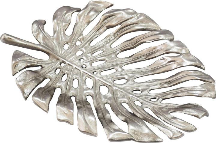 FineBuy Dekoschale Metall 36cm Blatt Standdeko Design Tischdeko Obstschale Deko Alu