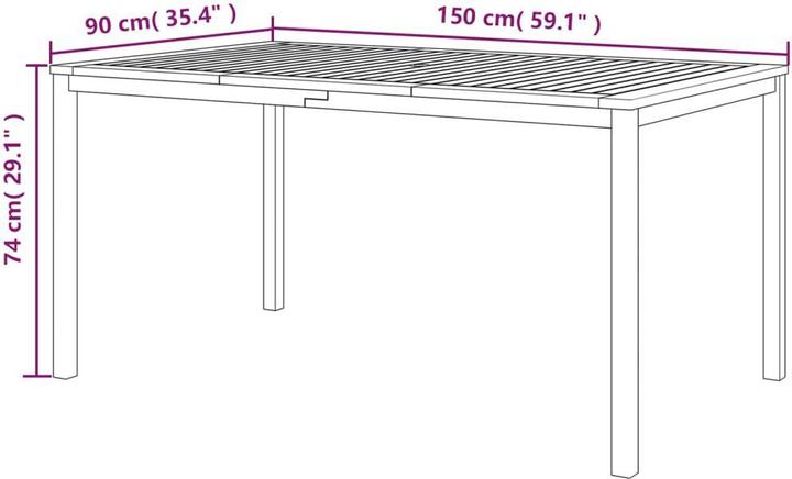 Produktbild vidaXL Garten Essgruppe (90 x 150 x 74 cm)