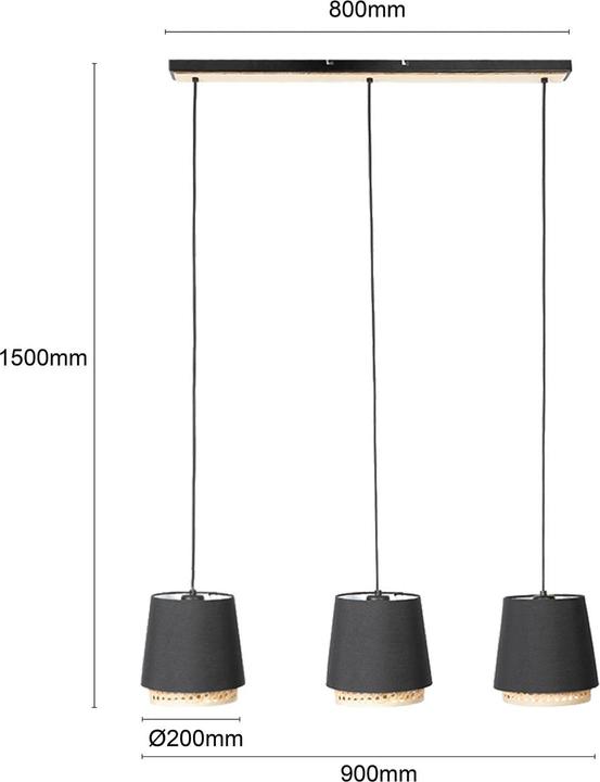 Produktbild Lindby Ananya 3 Pendelleuchte Black (E27)
