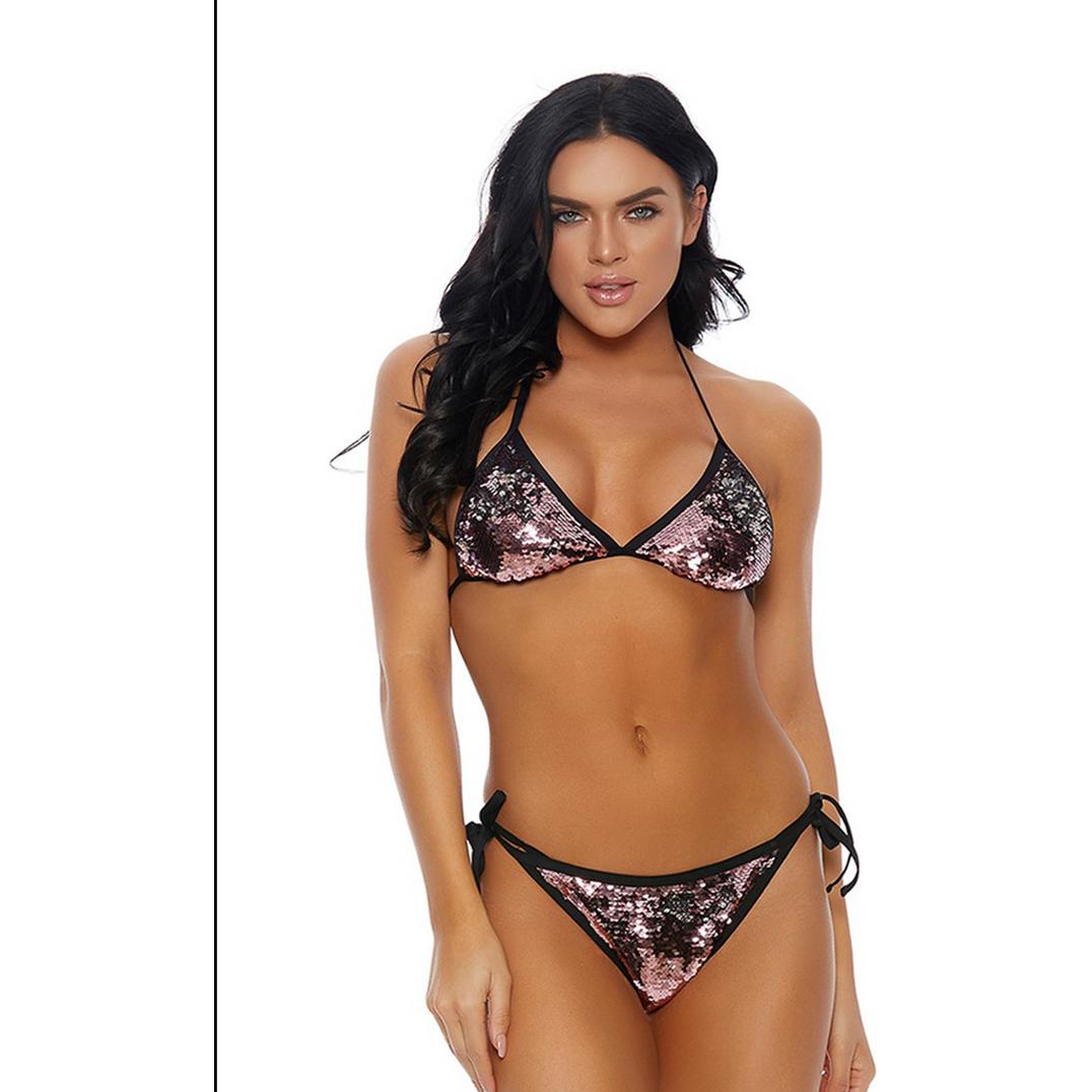 Be Wicked, Damen, Bikini, Stay Shinin' Embellished Bikini Set, Violett, (M)