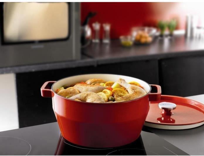Produktbild Pyrex Slowcook Braadpan - Rood - 28 cm - 6,3 l (Bräter + Schmortopf, Gusseisen, 28 x 11.90 cm)