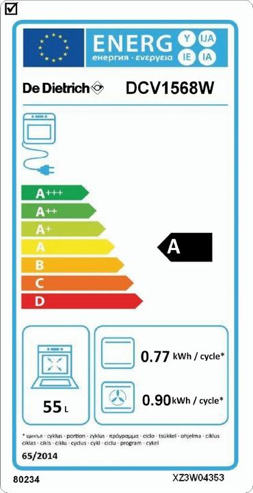 Energy Label De Dietrich Cooker DCV1568W