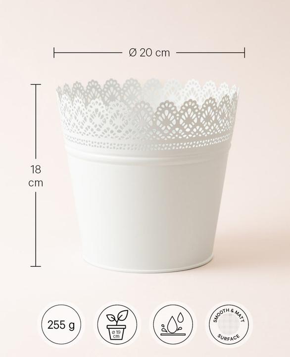Produktbild Esmée Blumentopf, Übertopf mit Spitzen, Blech (20 cm)