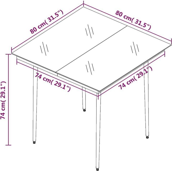 Produktbild vidaXL Garten Essgruppe (80 x 80 x 74 cm)