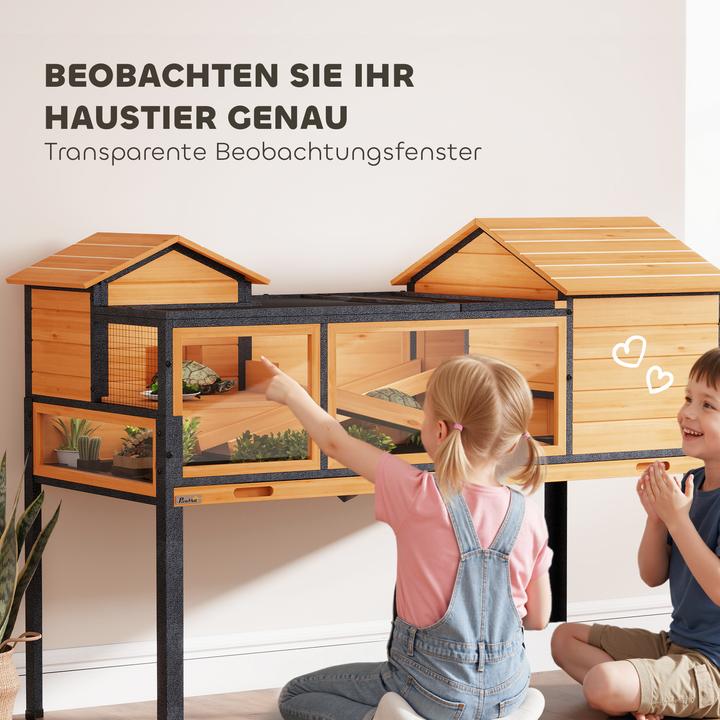 Produktbild PawHut Schildkrötenhaus Tannenholz, Stahl Gelb