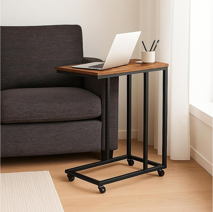 Produktbild Relaxdays Beistelltisch in C-Form mit Rollen (60 x 30 x 79 cm)