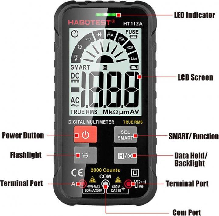 Produktbild Habotest HT112A True RMS Digital Universal Multimeter (CAT III 600V)