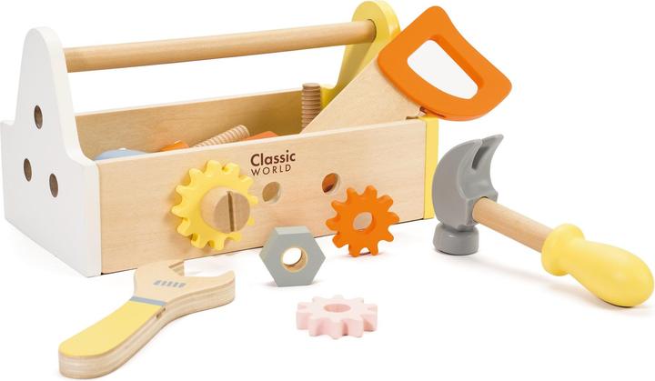 Image du produit Classic World Kit de menuiserie en bois avec boîte à outils, 18dl