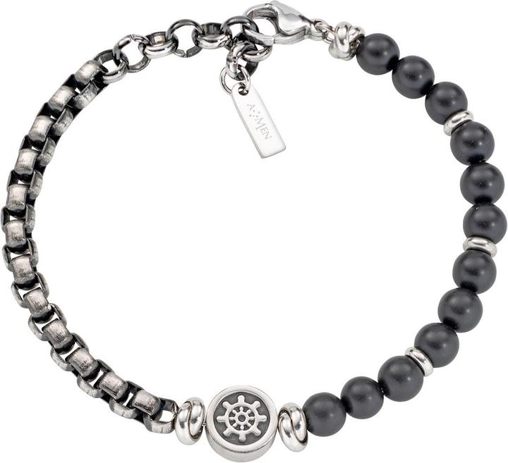 Immagine prodotto Amen Bracciale Ruota della nave in acciaio e onice (21 cm, Acciaio inossidabile)